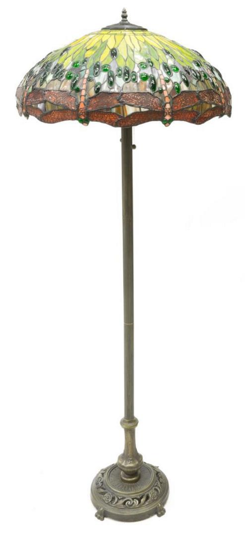 TIFFANY STYLE DRAGON FLY SLAG GLASS FLOOR LAMP (1 of 3)