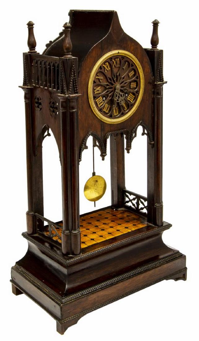 GOTHIC REVIVAL ARCHITECTURAL MANTEL CLOCK (1 of 5)