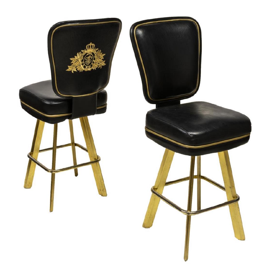 (PR) TRUMP PLAZA CASINO BLACK LEATHER BAR STOOLS