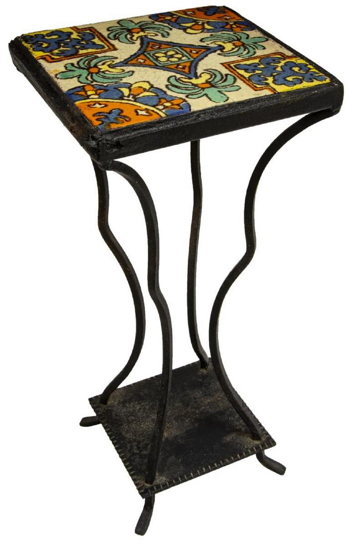 MONTEREY, CAL TILE-TOP IRON DRINK OR PLANT STAND (1 of 2)