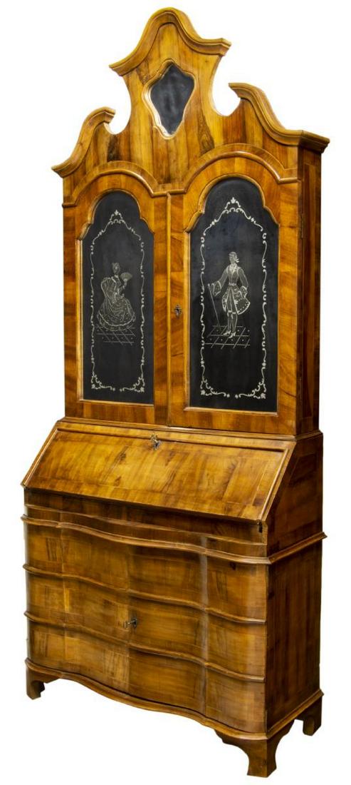 VENETIAN PATCHWORK WALNUT SECRETARY BOOKCASE (1 of 4)