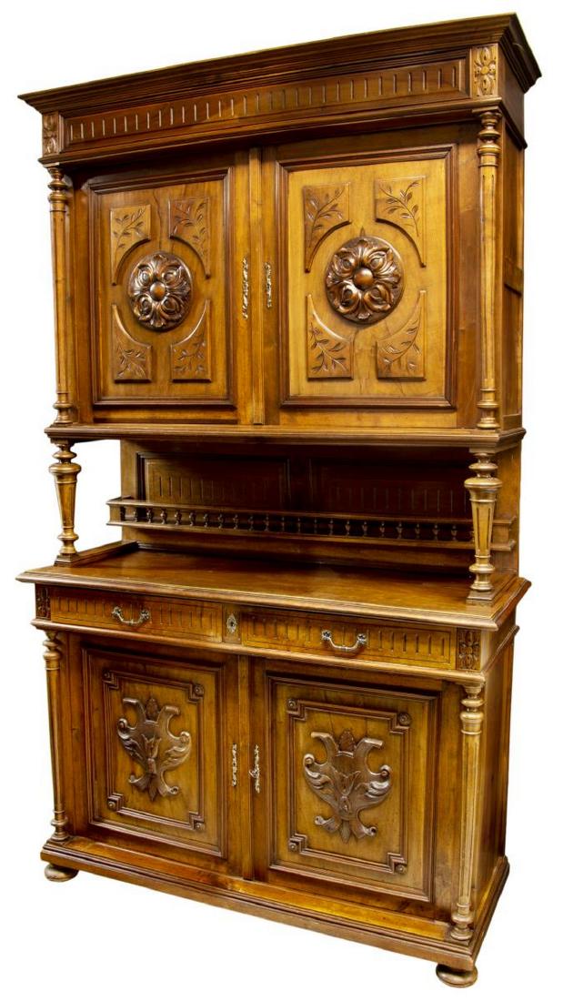 HENRI II STYLE CARVED WALNUT BUFFET, LATE 19TH C. (1 of 6)