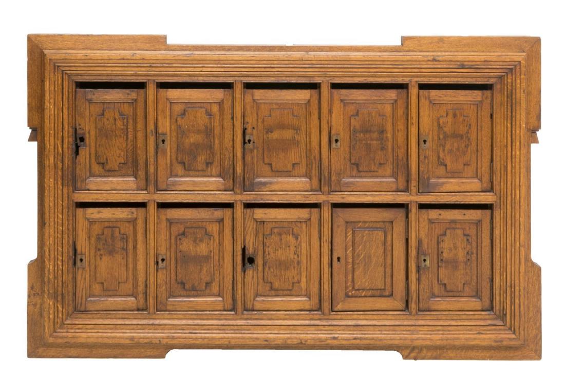 FRENCH OAK WALL-MOUNTED MAILBOX FITTED CABINET (1 of 3)