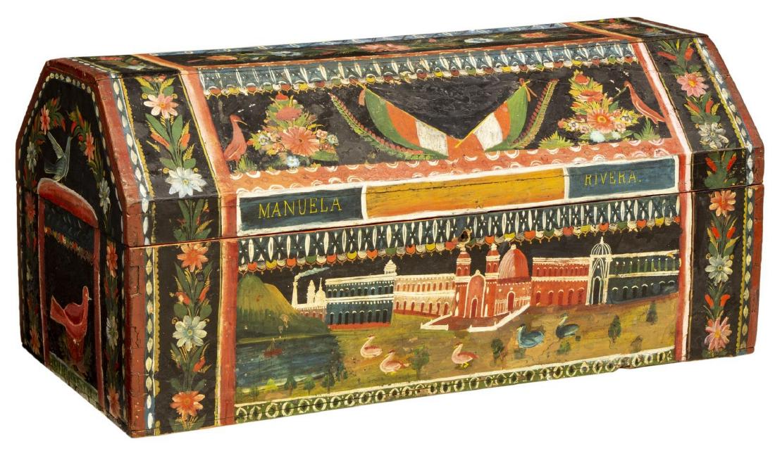 OLINALA, MEXICO LACQUERED WEDDING CHEST TRUNK (1 of 5)