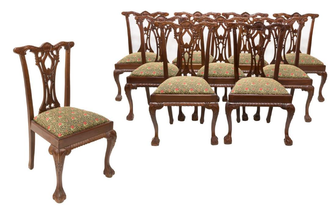 (10) CHIPPENDALE STYLE MAHOGANY DINING CHAIRS (1 of 3)