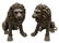 (2) NEAR LIFE-SIZE PATINATED BRONZE SEATED LIONS