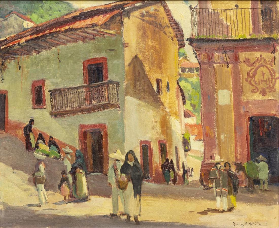 ORRIN A WHITE (1883-1969) MEXICAN VILLAGE PAINTING (1 of 4)