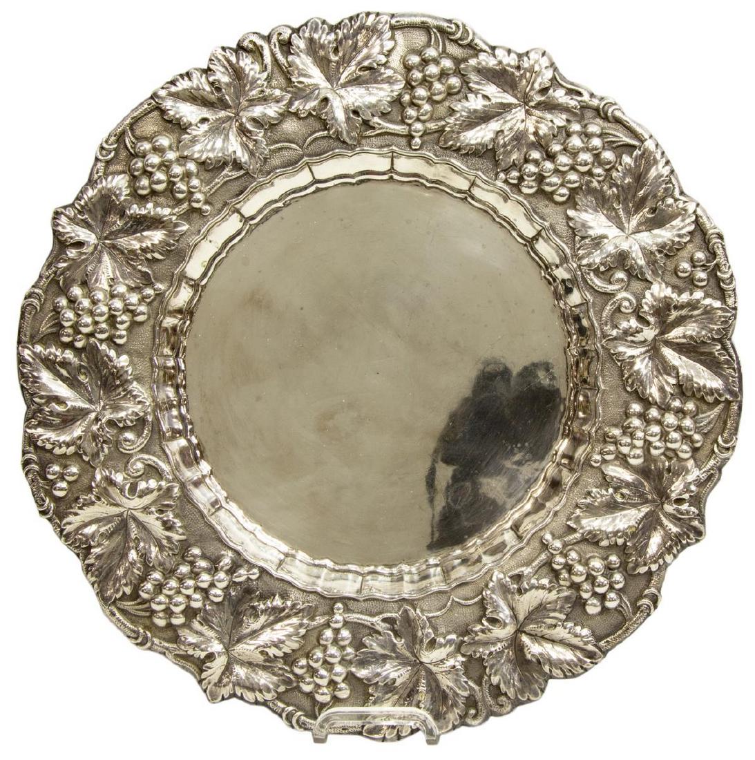 COLOMBIAN 900 COIN SILVER REPOUSSE CHARGER TRAY (1 of 3)