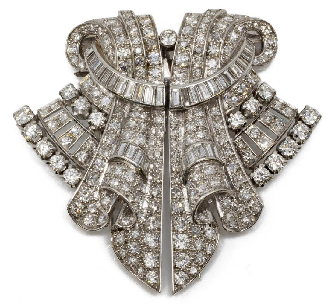 ART DECO 7.76CTTW DIAMOND & PLATINUM BROOCH / CLIP (1 of 6)