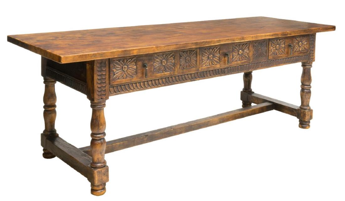 SPANISH BAROQUE STYLE TABLE W/ THREE DRAWERS (1 of 4)