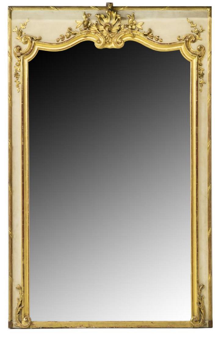 LARGE LOUIS XV STYLE PARCEL GILT WALL MIRROR (1 of 2)