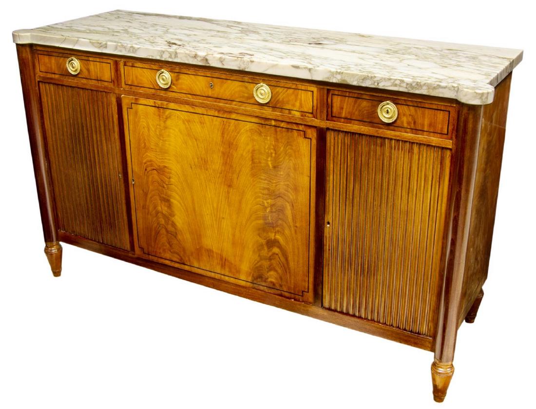 LOUIS XVI STYLE MARBLE-TOP MAHOGANY SIDEBOARD (1 of 4)