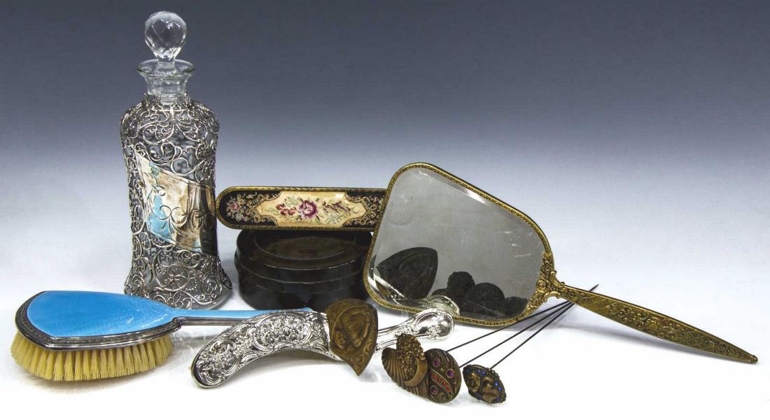 (10) VANITY/ DRESSER, GUILLOCHE, SILVER OVERLAY (1 of 3)