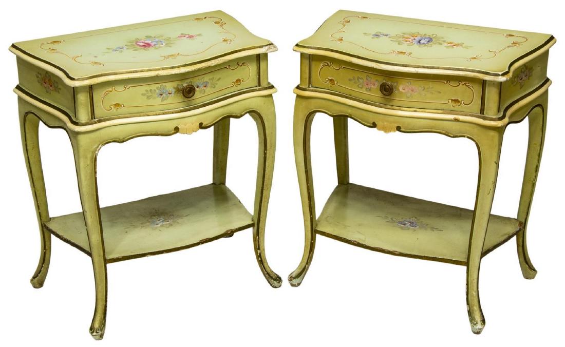 (2) LOUIS XV STYLE FLORAL PAINTED NIGHTSTANDS (1 of 2)