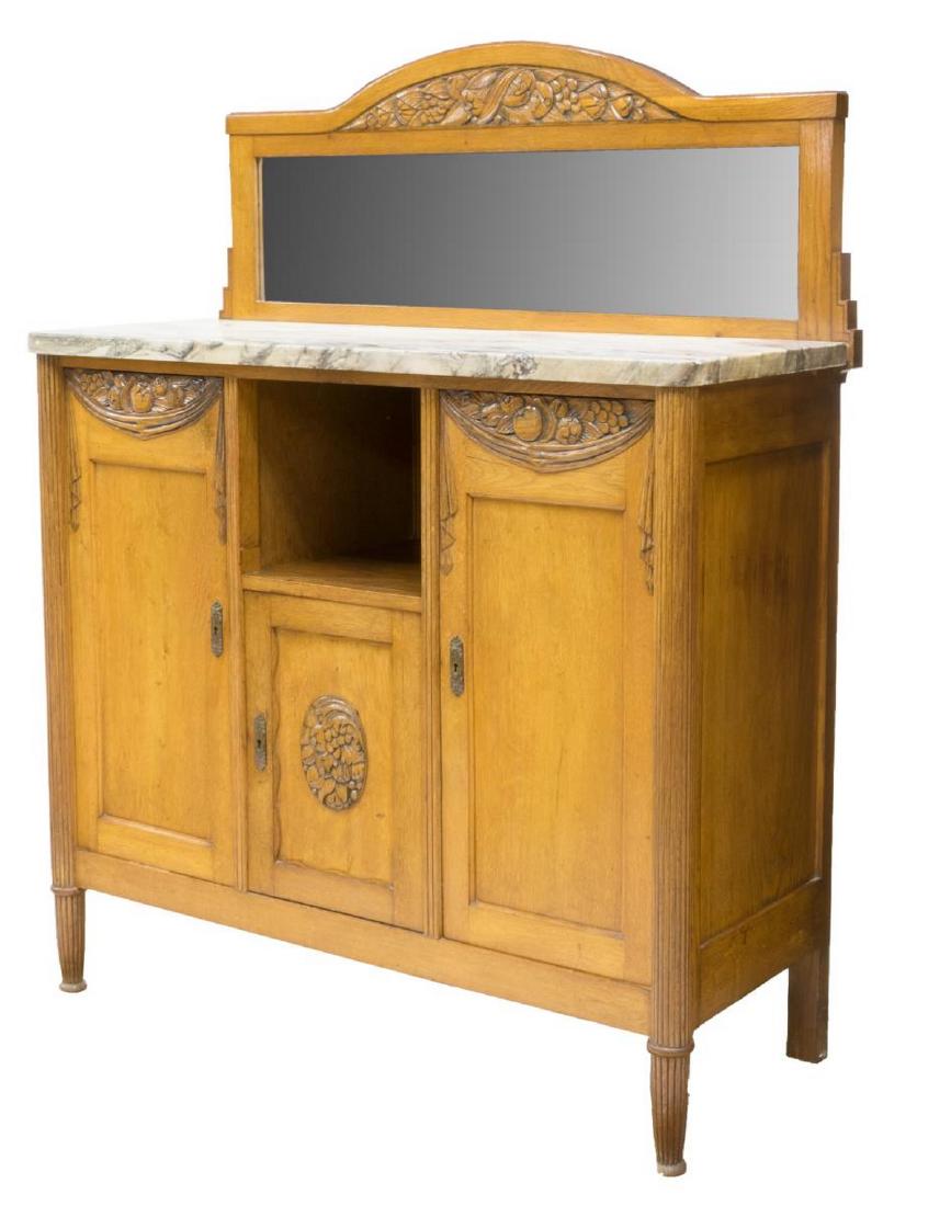FRENCH ART NOUVEAU OAK & MARBLE CONSOLE TABLE (1 of 4)