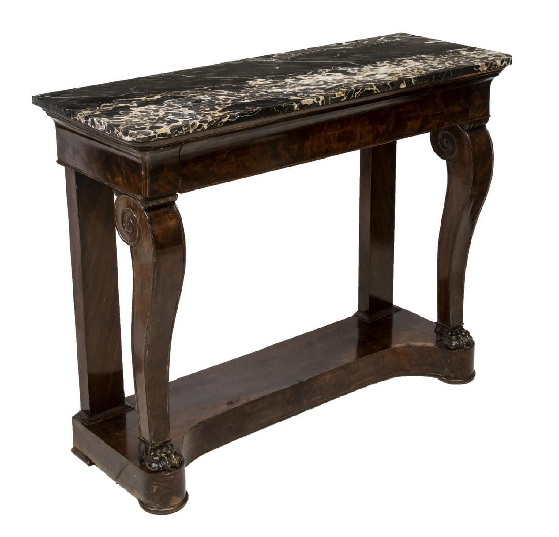 ITALIAN CHARLES X MARBLE MAHOGANY CONSOLE TABLE (1 of 3)