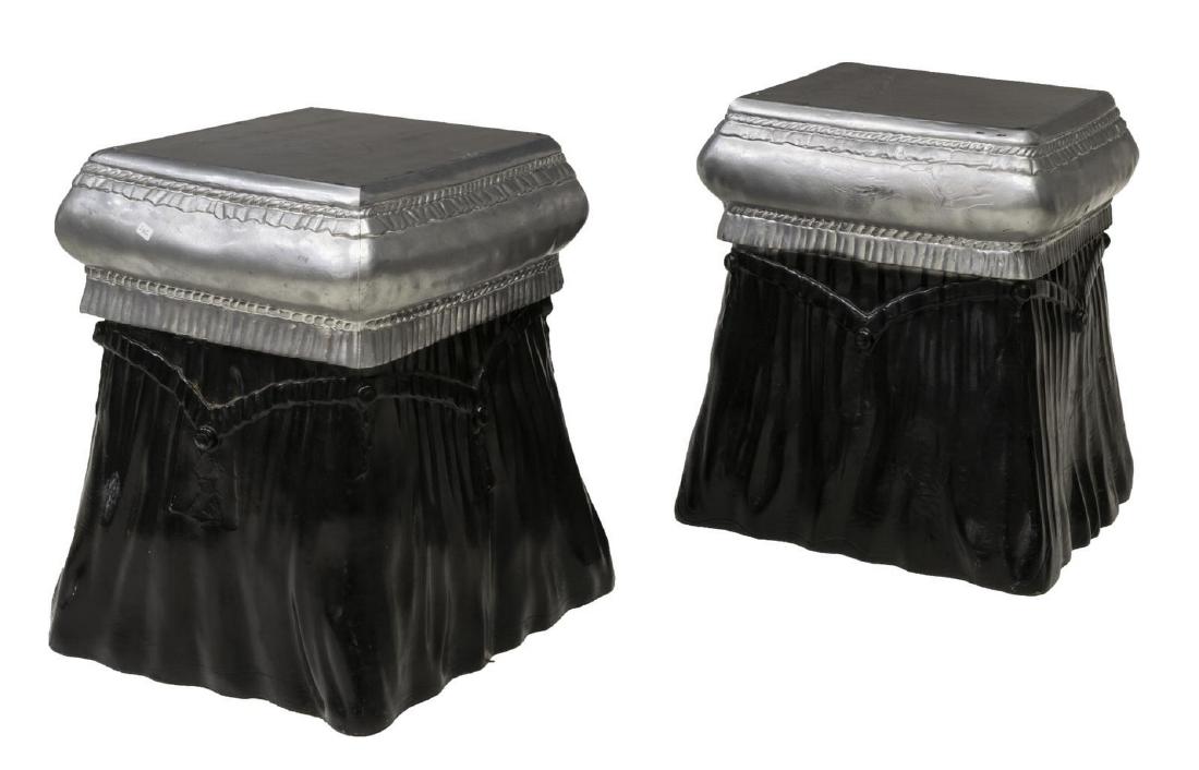 (2) FRENCH PAINTED CAST RESIN STOOLS PEDESTALS (1 of 3)