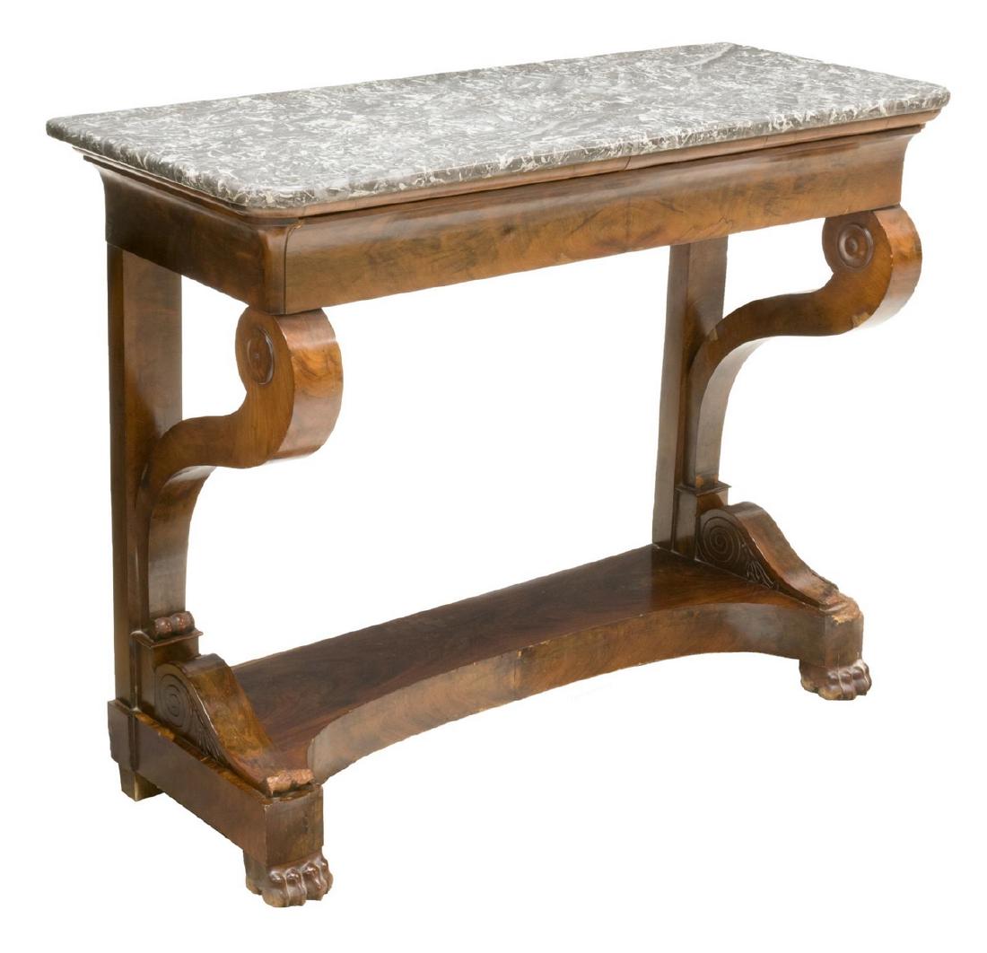 FRENCH LOUIS PHILIPPE MAHOGANY & MARBLE CONSOLE (1 of 2)