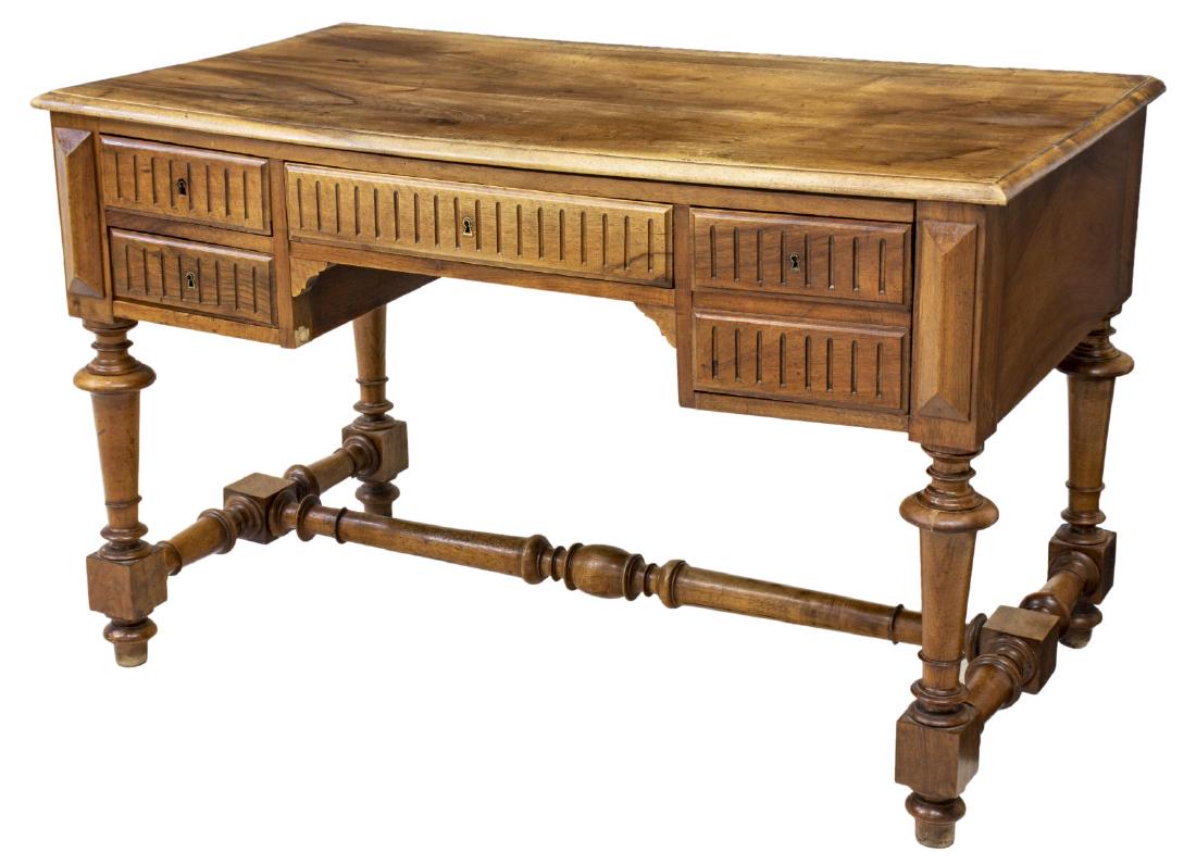 French Henri Ii Style Walnut Writing Desk