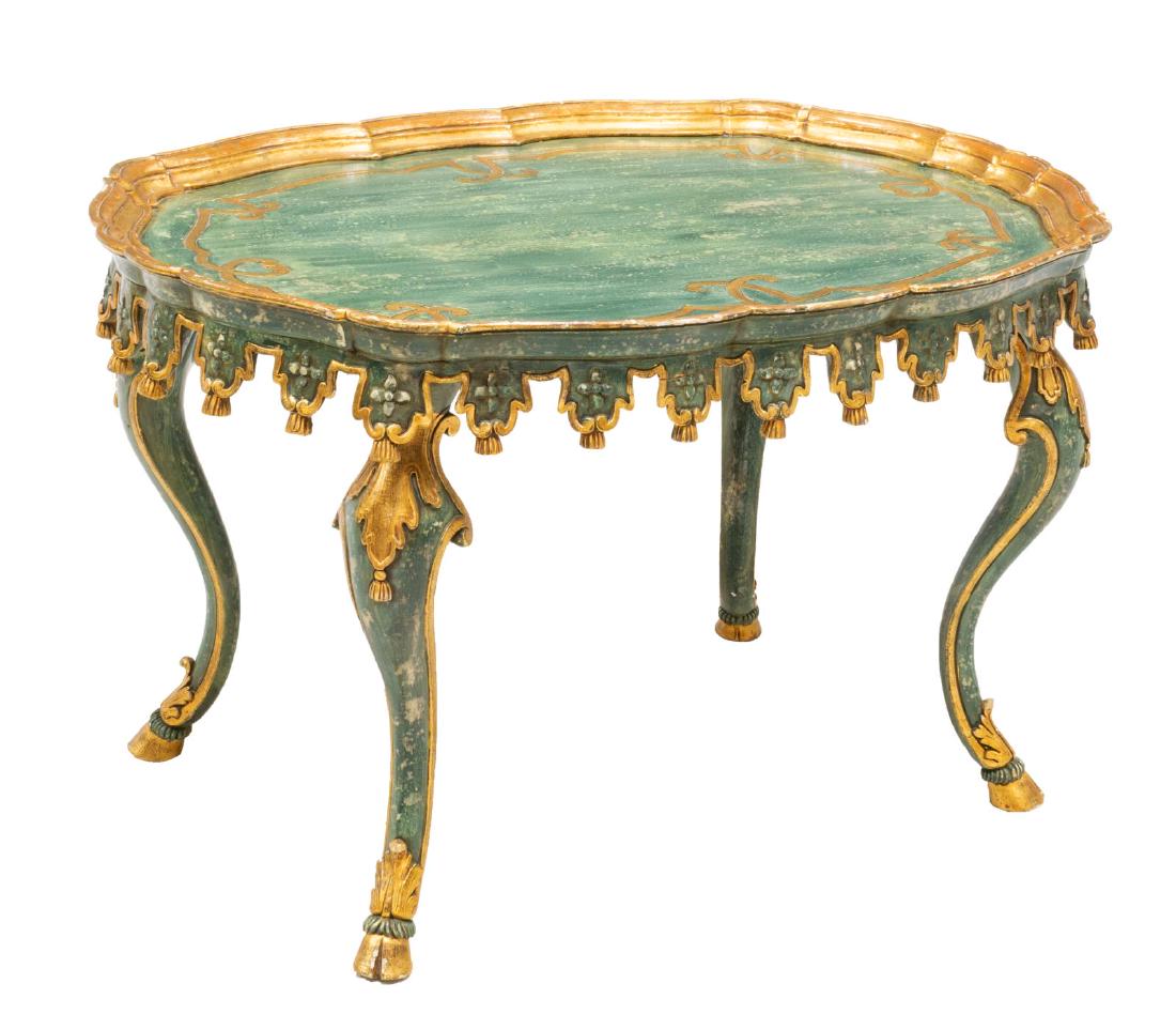 ITALIANATE PARCEL GILT PAINTED HOOVED CENTER TABLE (1 of 4)