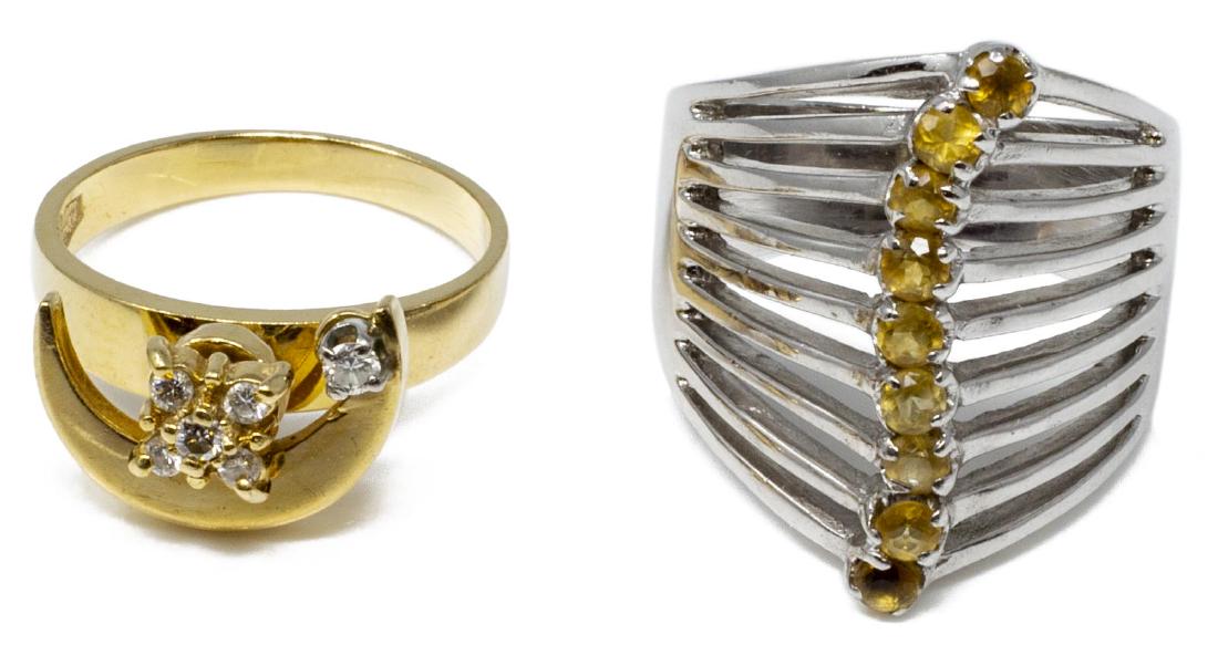 2) ESTATE 14KT GOLD & DIAMOND & STERLING RING LOT (1 of 6)