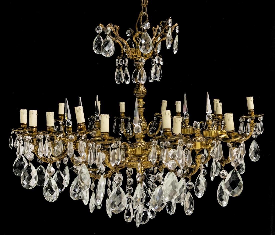 ITALIAN 16-LIGHT GILT METAL & CRYSTAL CHANDELIER (1 of 3)