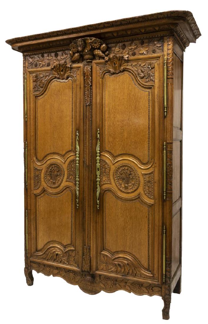 FRENCH LOUIS XV STYLE ELABORATE CARVED OAK ARMOIRE (1 of 6)