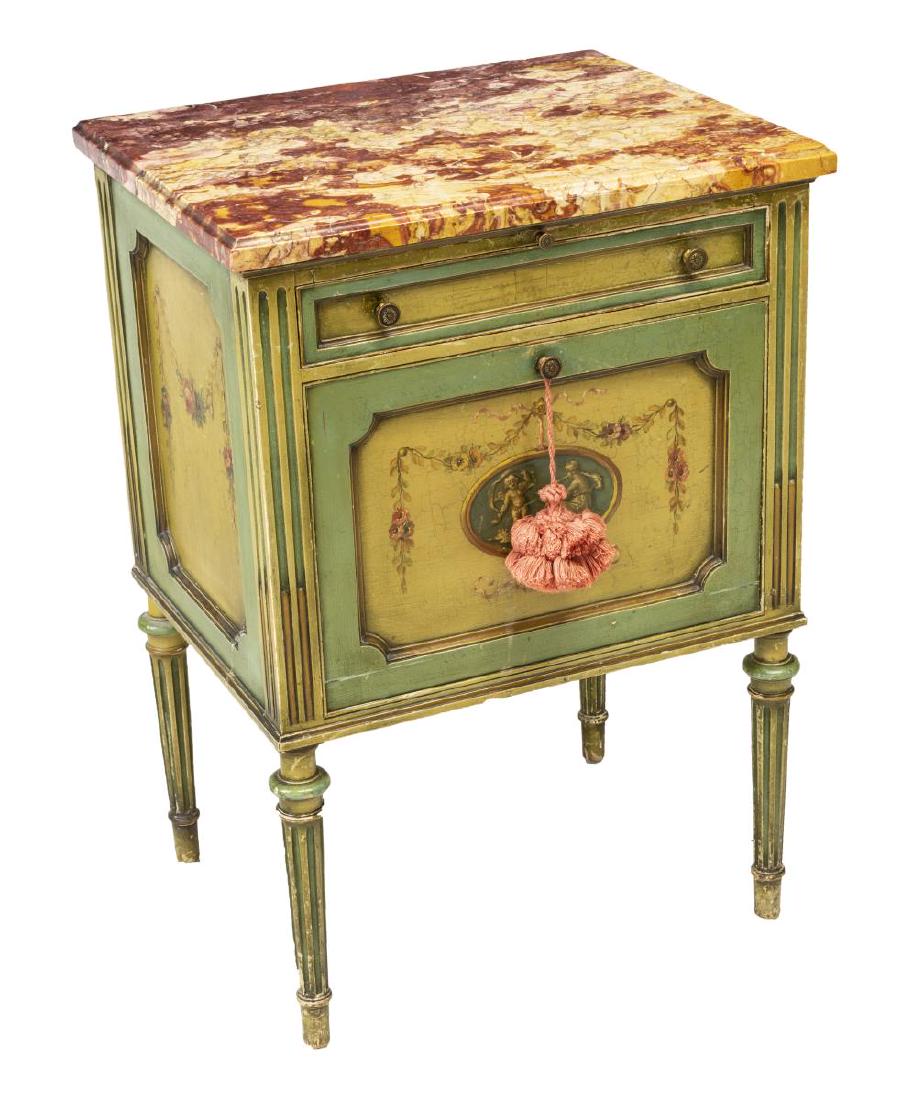 LOUIS XVI STYLE MARBLE-TOP PAINTED SIDE TABLE (1 of 5)