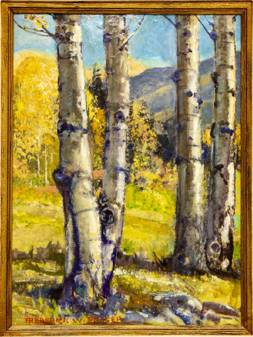 FREDERICK BECKER (CAL, D.1974) ASPENS OIL PAINTING (1 of 5)