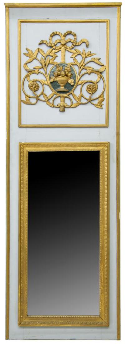 FRENCH TRUMEAU STYLE PAINTED GILTWOOD WALL MIRROR (1 of 4)