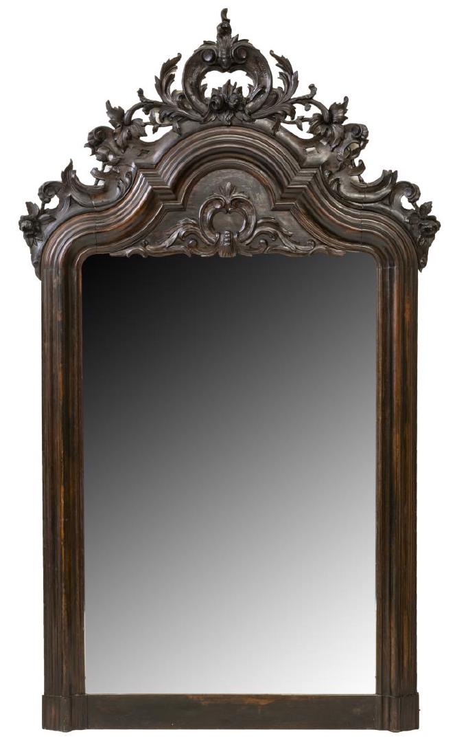 FRENCH CHARLES X FOLIATE CARVED WALNUT MIRROR (1 of 4)
