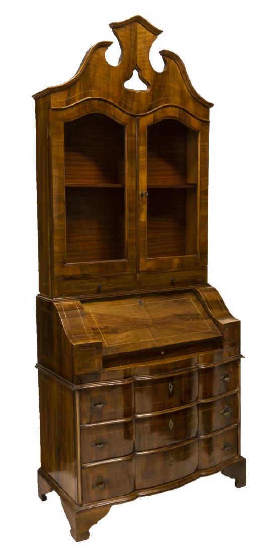 VENETIAN FIGURED WALNUT SECRETARY BOOKCASE (1 of 5)