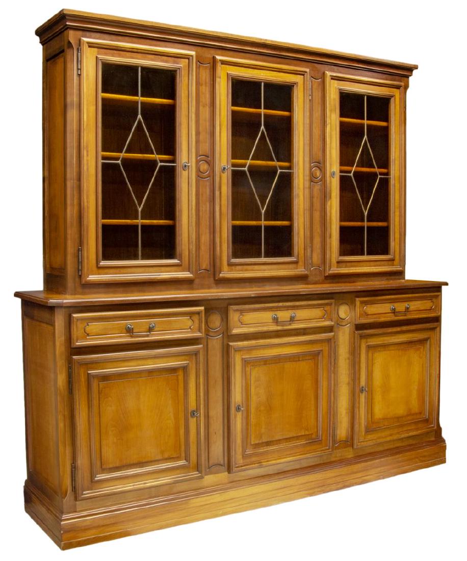 VINTAGE ITALIAN WALNUT & LEADED GLASS BOOKCASE (1 of 5)