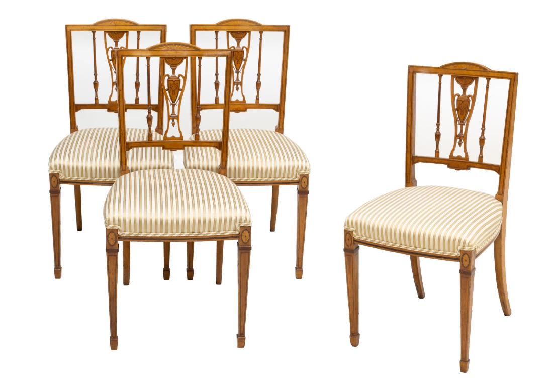 (4) SHERATON STYLE SATINWOOD DINING SIDE CHAIRS (1 of 2)