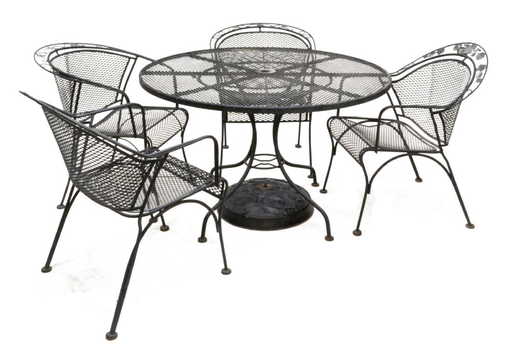 6 Woodard Pierced Black Wrought Iron Patio Set 6 Woodard Pierced Black Wrought Iron Patio Set