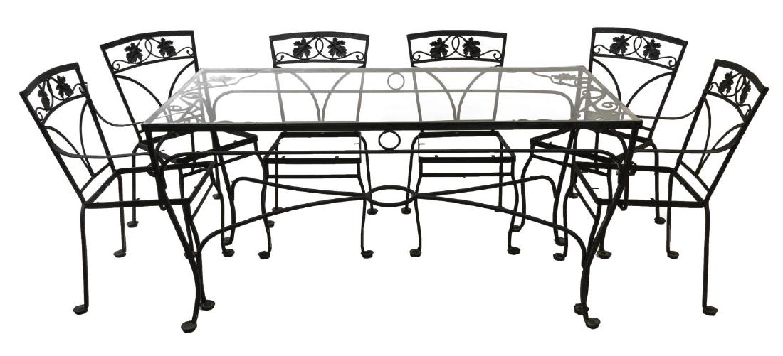 (7) WOODARD BLACK WROUGHT IRON PATIO SET (1 of 4)