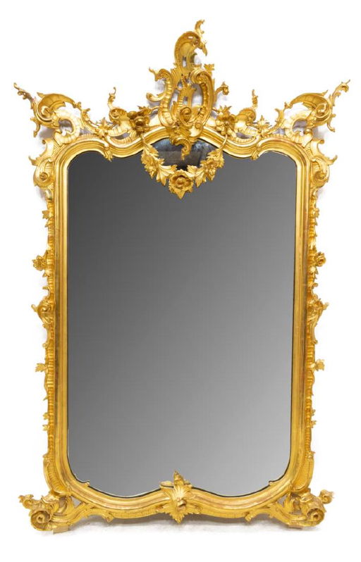 Antique Italian Monumental Gold Leaf Wall Mirror