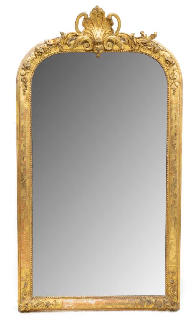 ANTIQUE FRENCH LOUIS XV STYLE GILTWOOD WALL MIRROR (1 of 4)
