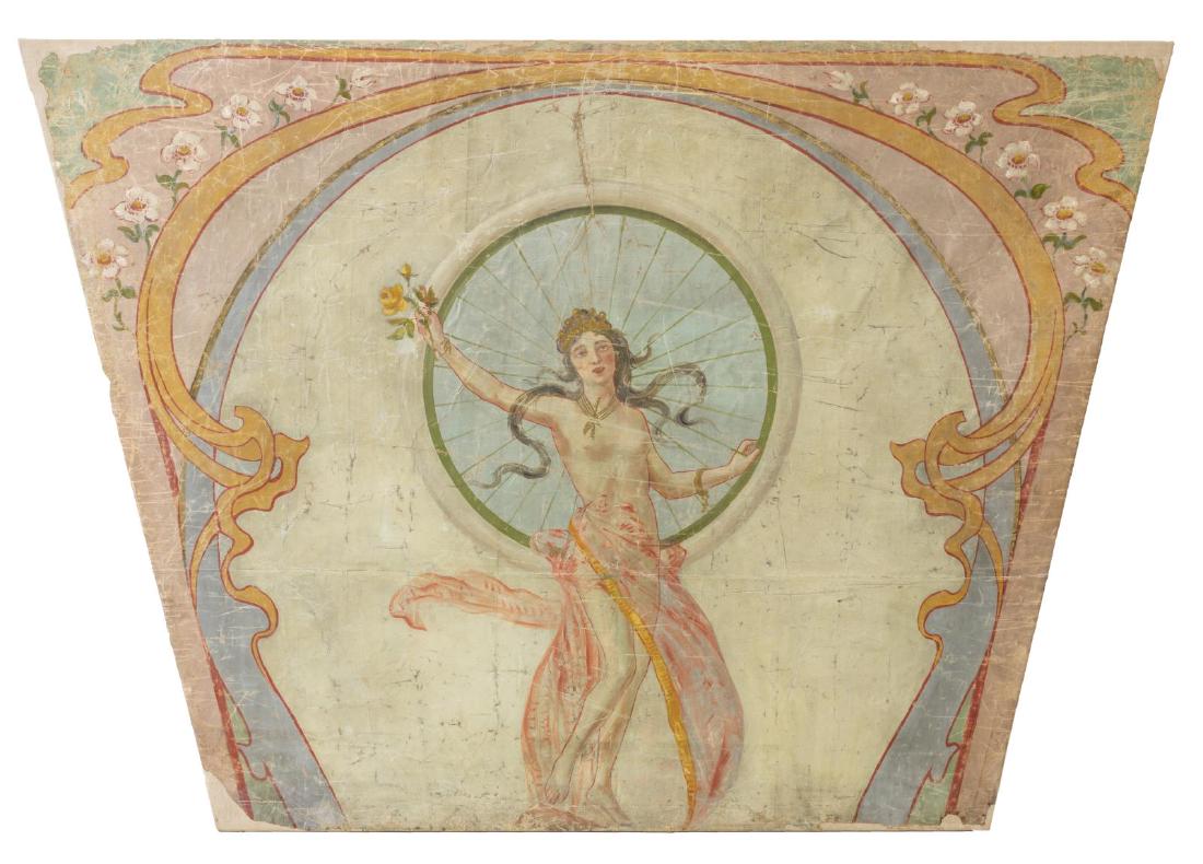 ART NOUVEAU FRESCO MURAL LAID ON STRETCHED CANVAS (1 of 4)