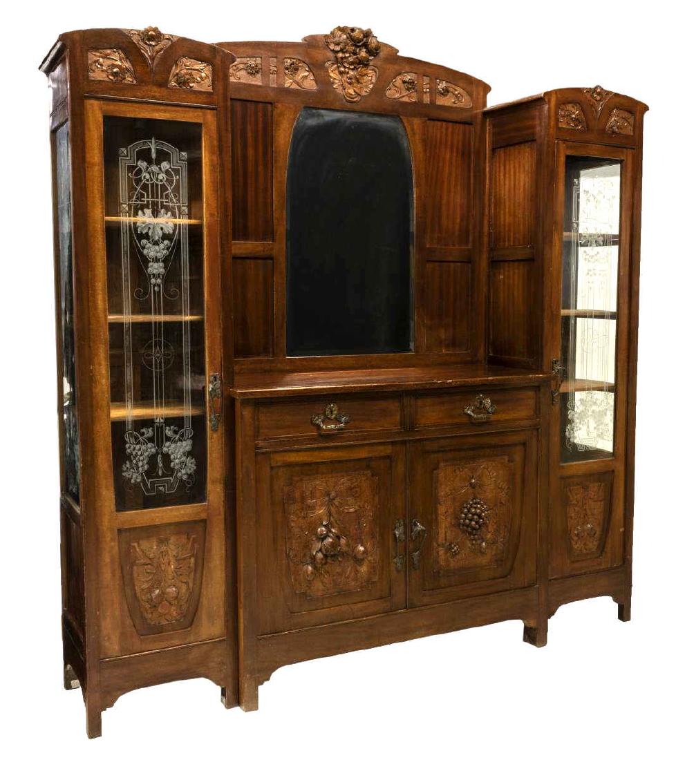 ITALIAN ART NOUVEAU MAHOGANY SIDEBOARD DISPLAY (1 of 4)