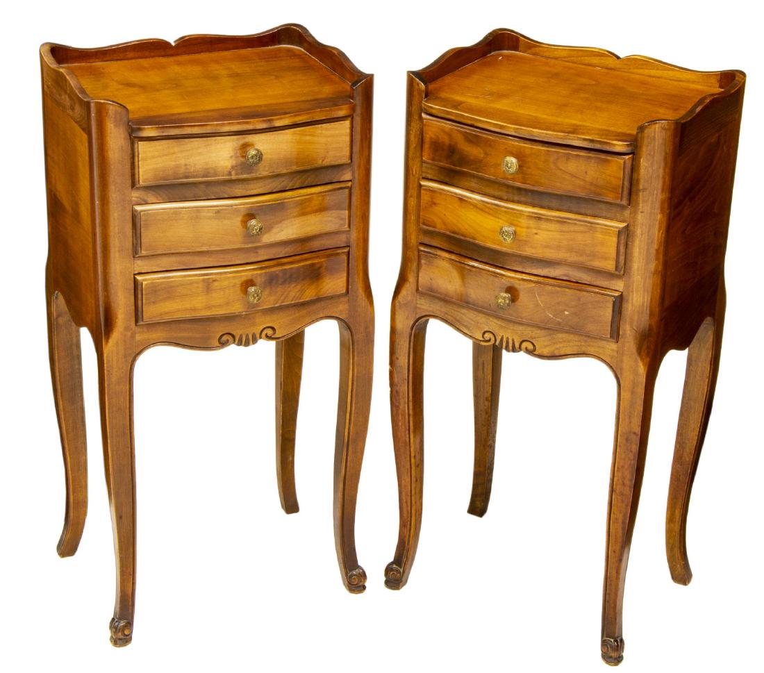 (2) FRENCH LOUIS XV STYLE WALNUT BEDSIDE CABINETS (1 of 2)