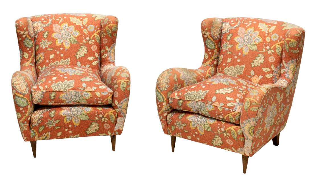 (PR) ITALIAN MID-CENTURY MODERN WINGBACK ARMCHAIRS (1 of 3)