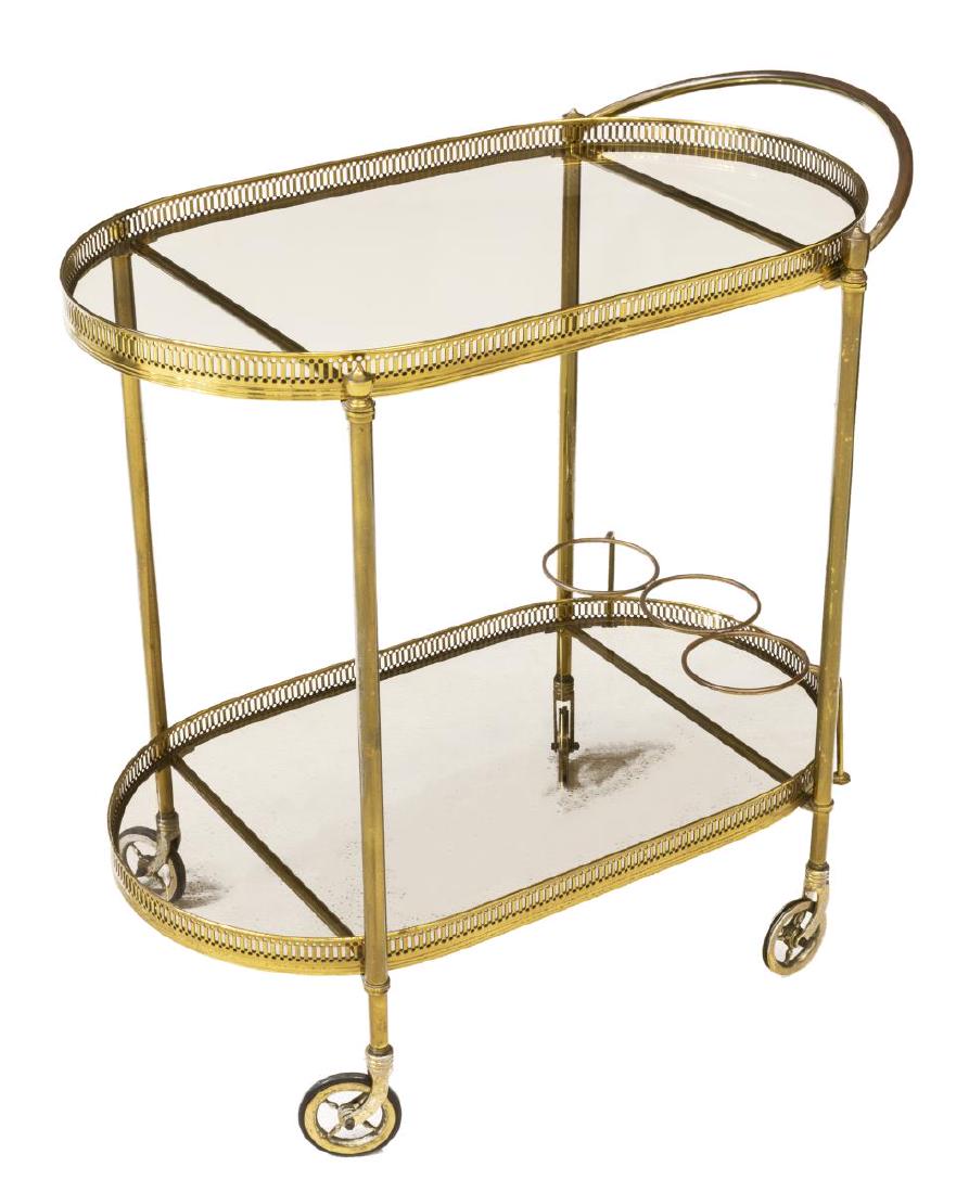 ITALIAN GILT METAL TWO-TIER SERVICE CART, 20TH C. (1 of 2)