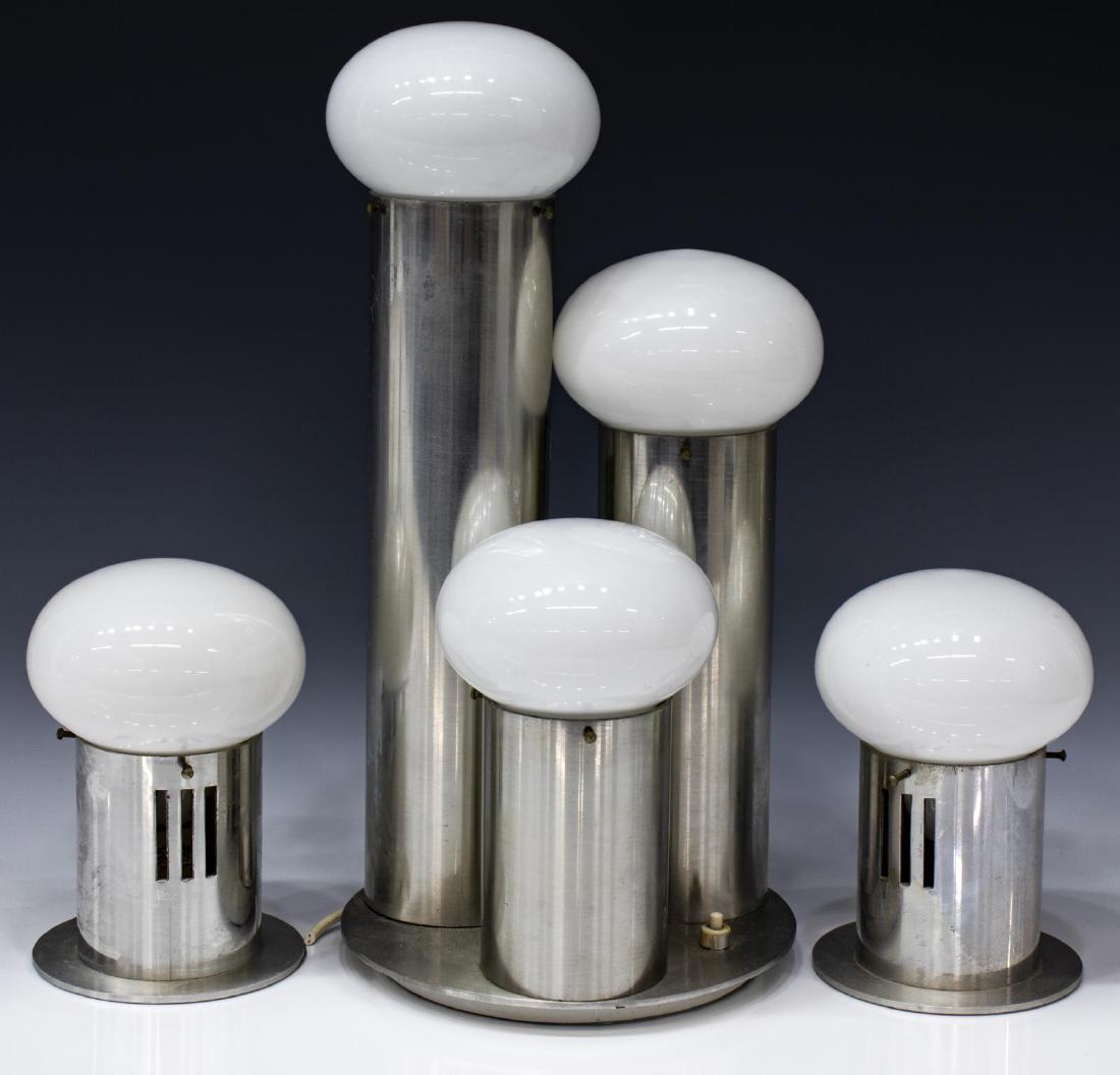 (3) ITALIAN MODERN SILVER-TONE METAL LIGHTS LAMPS (1 of 2)