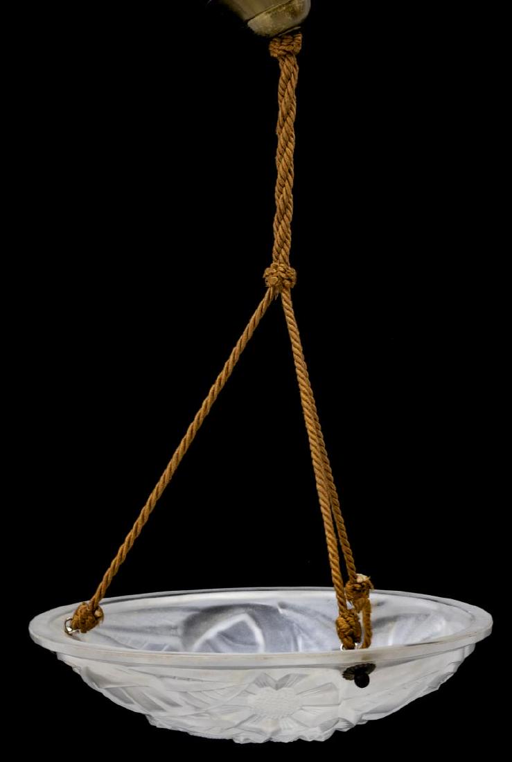 FRENCH ART DECO DEGUE ART GLASS DOME PENDANT LIGHT (1 of 2)