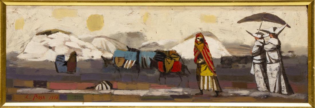 LOUIS BOSA (D.1981) OIL PAINTING, TRAVELERS, 1956 (1 of 5)
