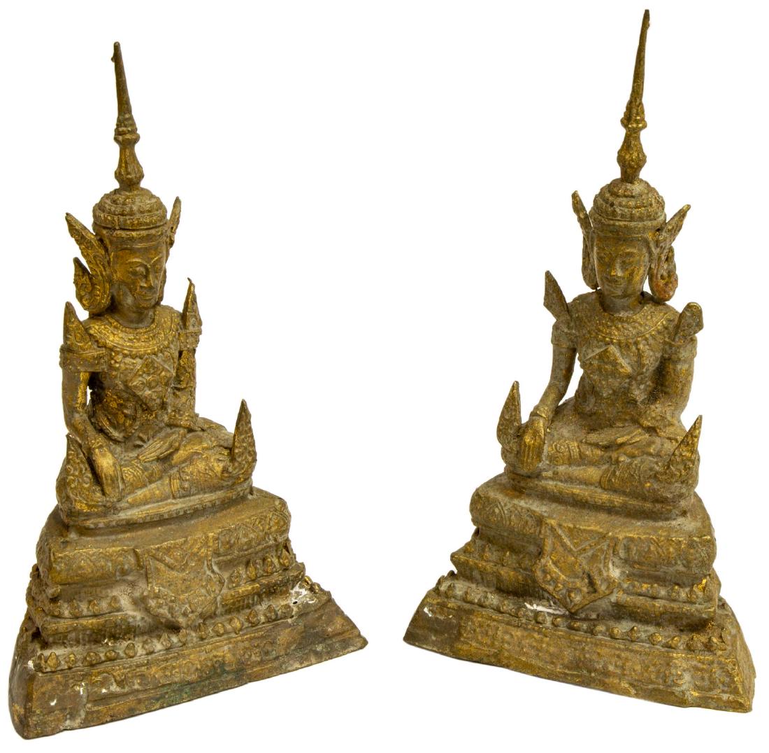 (2) THAI GILT BRONZE RATTANAKOSIN STYLE BUDDHAS (1 of 3)