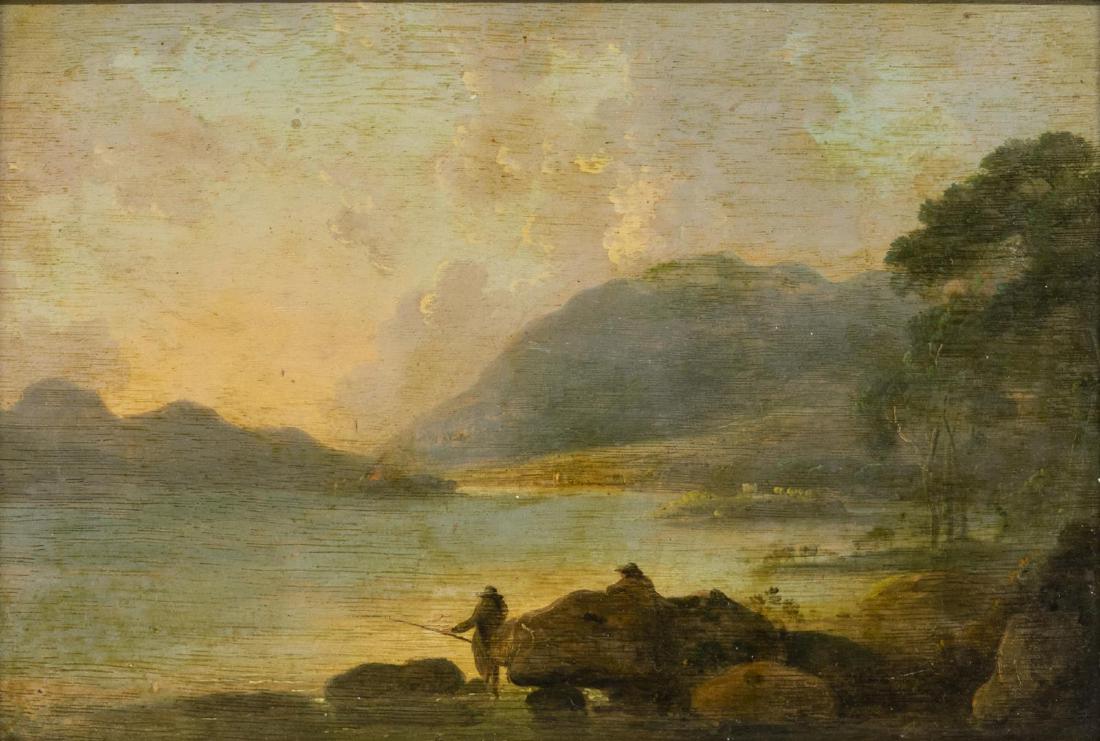 FRAMED ROMAN SCHOOL PAINTING ON PANEL, FISHERMAN (1 of 4)