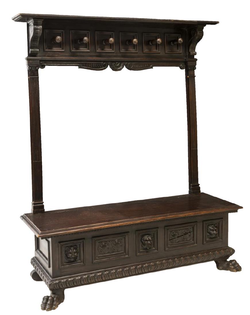ITALIAN RENAISSANCE REVIVAL CARVED HALL BENCH (1 of 4)