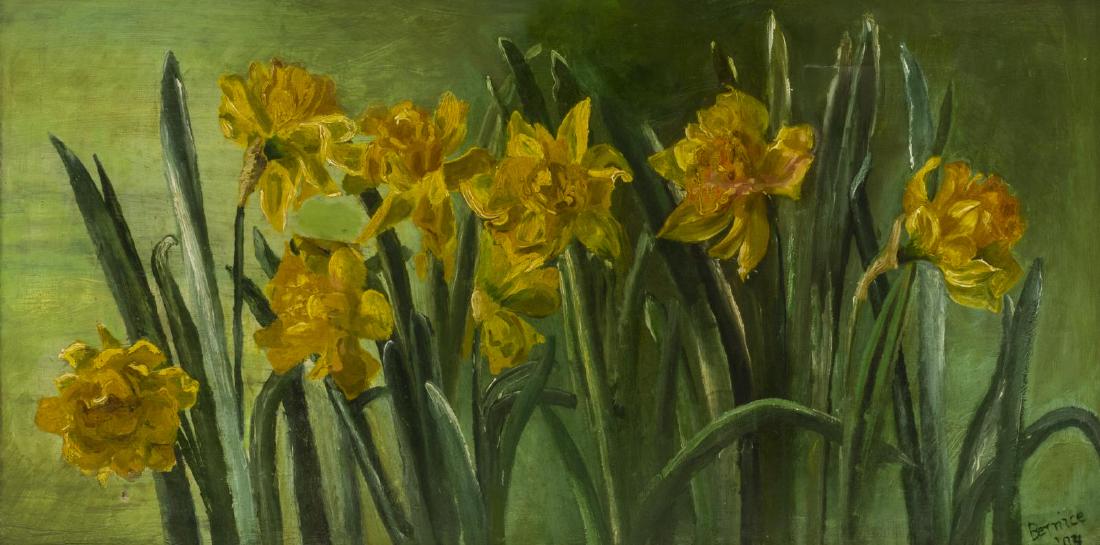 FRAMED OIL PAINTING SIGNED BERNICE, DAFFODILS (1 of 4)